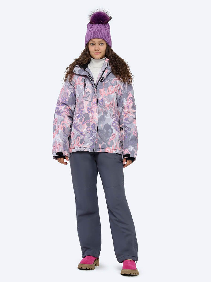 SE23001-14 Костюм детский (куртка+комбинезон) для девочек розовый+100% полиэстер