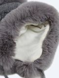 JY037-07 Шапка женский серый+100% акрил (искусственная шерсть+искусственный мех)