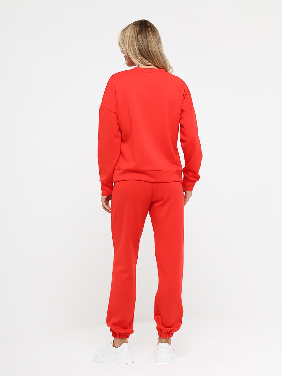 KA17579-24 Комплект (свитшот+брюки) женский коралловый+50% полиэстер,44% район (вискоза),6% спандекс