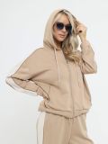KA17554-08 Комплект (толстовка+брюки) женский бежевый+50% полиэстер, 44% район (вискоза), 6% спандек