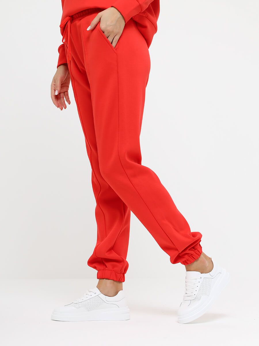 KA17579-24 Комплект (свитшот+брюки) женский коралловый+50% полиэстер,44% район (вискоза),6% спандекс