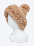 JY020-04 Шапка женский коричневый+100% акрил (искусственная шерсть+искусственный мех)