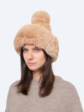 JY020-04 Шапка женский коричневый+100% акрил (искусственная шерсть+искусственный мех)