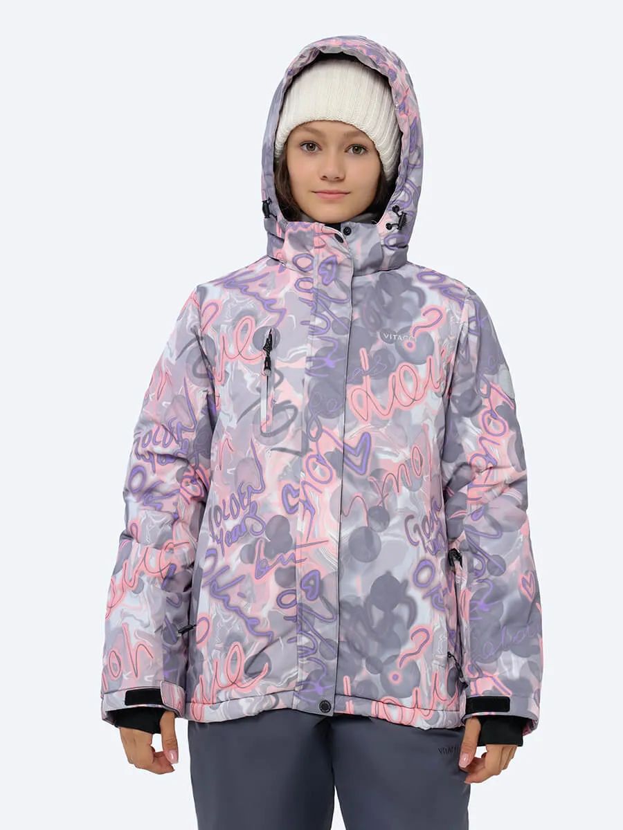SE23001-14 Костюм детский (куртка+комбинезон) для девочек розовый+100% полиэстер